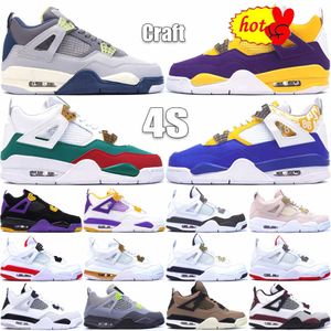 NIEUW 2023 J4 nieuwste 4 4S Men Men Dames Basketbalschoenen Leer Jump Designer Craft Metallic Gold Midnight Navy White University Red