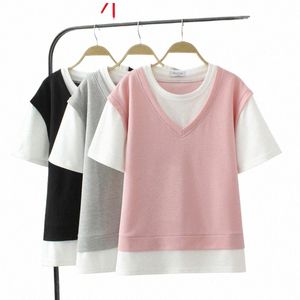 T-shirt manches courtes col rond rose pour femme, haut grande taille, rose, 3XL, 4XL, 5XL, 6XL, 59TA #, nouvelle collection printemps été 2023