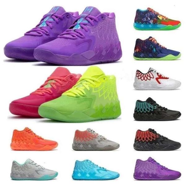 Nouveau 2023 Lamelo Ball MB 01 Chaussures de basket-ball Rick Rouge Vert et Morty Galaxy Violet Bleu Gris Reine Buzz Melo Chaussure Trainner Baskets Jaune Top Quailty