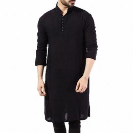 Nieuwe 2023 Mannen Shirts Lg Mouw Dr Islamitische Chemise Elegante Kaftan Gewaad Pakistaanse Man Indiase Kleding Moslim Aaudi D4Ll #