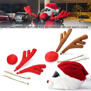 Nuevo 2023 Feliz Navidad Regalos de Año Nuevo Accesorios de motocicleta Espejo retrovisor Casco Adorno Santa Claus Reno Astas Campana 2024