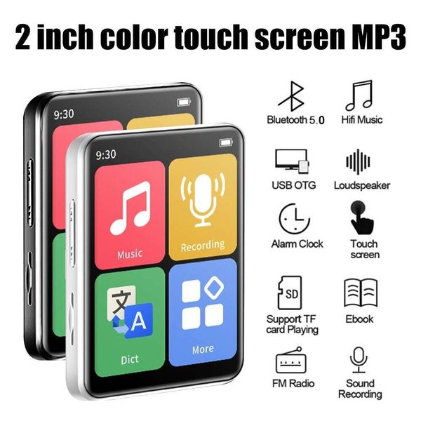 Nuevo 2023 nuevo reproductor MP3 Bluetooth 5,0 pantalla completamente táctil Walkman reproductor de música deportivo portátil reproductor de vídeo Mp4 grabadora de Radio FM mejor
