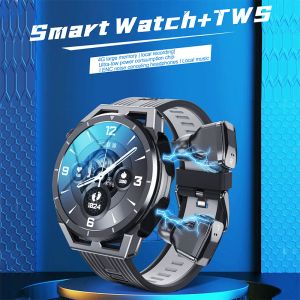 NOUVEAU 2023 NFC Smart Watch Bracelet 2 dans 1 TWS Earbuds sans fil 1,28 pouces de pression artérielle Sport Horals Smartwatch Men .8ch montre