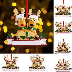 NIEUW 2023 Gepersonaliseerde rendier Family Tree Decoration Cute Deer Christmas Resin Pendant 1103 2024