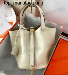 Picotin – sac fourre-tout à bandoulière de styliste, seau en cuir véritable avec serrure, sac à main de marque de mode pour femmes, Mini fourre-tout, nouvelle collection 2023