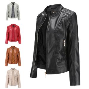 Nouveau 2023 printemps et automne vêtements en cuir pour femmes Style féminin européen et américain grand col debout en cuir PU veste en cuir pour femmes Women's Leather Coat