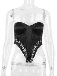 NIEUW 2023 Spring Dikke Satin Corset Crop Tops Fashion Girls Streetwear Busiter Luxury Diamonds Chain White Y2K Tops