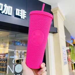 Nieuwe 2023 bezaaid tuimelaars 710 ml Plastic koffie Mok Bright Diamond Starry Straw Cup Durian Fish Scale Cups Gift Product met logo