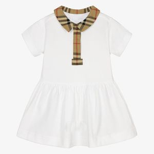 Nouveau 2023 Toddlers Dress Vêtements Bébé Fille Chemise À Carreaux Robe D'été Pour Enfants À Manches Courtes En Coton Chemise Jupe Classique À Carreaux Revers Importé Tissus Personnalisés