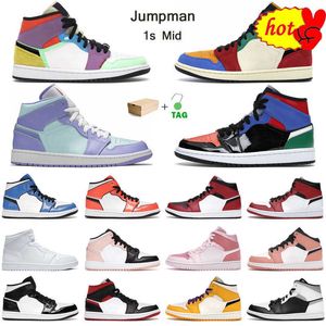 NIEUW 2023 TOP OG 1S MID Basketbalschoenen 1 Heren Trainers White Shadow Smoke Gray Ice Cream University Blue Gym Red Womens Outdoor Sneakers met doos