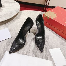 Chaussures à talons hauts et bas rouges pour femmes, escarpins Sexy à bout pointu de 10cm, pour robe de mariée, couleur chair, noir brillant, nouvelle collection 2023