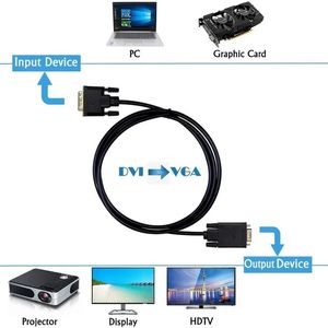 NOUVEAU 2024 1,8m Câble vidéo DVI 24 + 1pin vers VGA 15pins Connectez le projecteur d'écran du moniteur PC et le convertisseur DVI de haute qualité au convertisseur VGA pour pour
