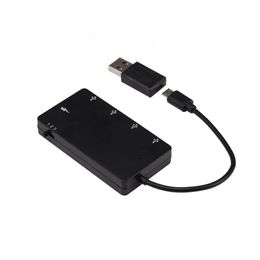 NOUVEAU 2024 1 SET SET Câble adaptateur de charge Micro USB OTG 4 Port Hub Power Power pour Smartphone Tablet High Speed USB Hub pour l'adaptateur Micro USB OTG pour
