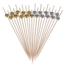 NIEUW 2024 100 pcs Wegwerp Party servies Bamboo Forks Wedding Supplies Buffet Fruit Desserts Sticks Cupcake Toppers Cocktail Picks 1. 1.