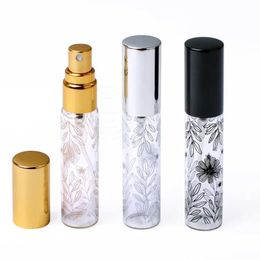 NIEUW 2024 10 ml draagbaar patroon glazen parfumfles met verstuiver lege spray cosmetische vloeistof mini navulbare flessen reizen parfumporteerbaar