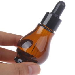 NIEUW 2024 1PC 10/20/30/ML Amber Glass Druppelaar Bottel Essentiële olie Parfum Pipetflessen Navuleerbare lege container voor etherische olie van barnsteen