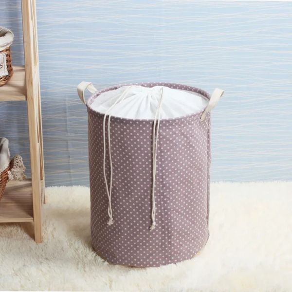 NOUVEAU 2024 1PC Panier à linge pliant Sac de rangement rond Bag grand panier pliable Clothes Panier de jouets Organisateur de godet de grande capacité