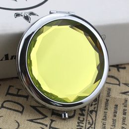NIEUW 2024 1PC Luxury Crystal Makeup Mirror Portable Round Folded Compact Mirrors Gold Silver Pocket Mirror Vormend voor gepersonaliseerd geschenk
