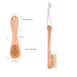 new 2024 1pc Natural Face Brush Bristles Exfoliating Face Brushes Wooden Woman Man Skin Care Dry Body Brush Massager Scrubber Toolswooden