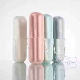 NEW 2024 1PC Portable Toothbrush Case Wash Cup with Lid Good Things To Store When Traveling Toothpaste Cartridge Toothbrushes Storage Boxfor