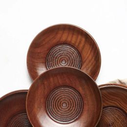 new 2024 1Pcs Round Tableware Small Wooden Plate Kitchen Bread Fruit Dessert Solid Wood Snack Tray Home Trinket Dishes1. for Round Tableware