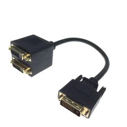 Nuevo Cable de adaptador divisor DVI 2024 1x2 1-DVI masculino a DVI24+1 conector de oro de 24k hembra para el cable divisor de PC HD1080P HDTV