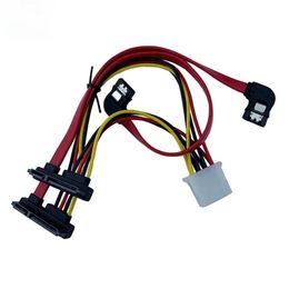 Nouveau 2024 2 SATA à angle droit à 2 22P SATA avec alimentation grande Câble de disque dur femelle de coquille masculine 4p adaptée au serveur de disque dur 1.pour