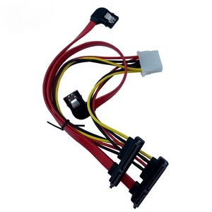 Nouveau 2024 2 SATA à angle droit à 2 22p SATA avec alimentation grande Câble de disque dur femelle de coquille masculine 4P adaptée au serveur de disque dur pour 4p