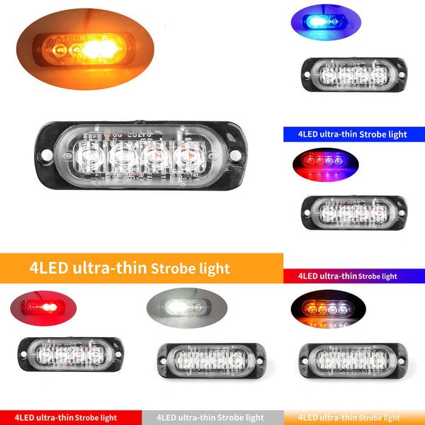 Nuevo 2024 2024 Luces decorativas 4 Luces estroboscópicas de autos Luz de advertencia Aflamación de la luz de emergencia para la luz de emergencia para la lámpara de baliza del remolque del camión Auto DRL Luz lateral