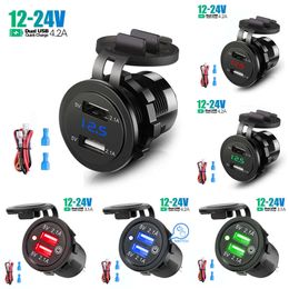 Nieuwe 2024 2024 Andere Auto Electronics Dual USB autolader Socket Waterdichte snelle lading Power uitlaat met aanraakschakelaar voor 12V-24V motorfietsboot Marine Truck ATV