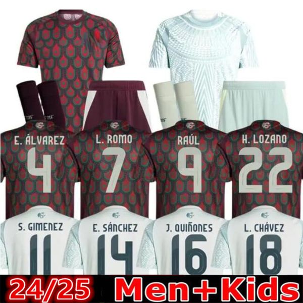 Nouveau 2024 2025 MEXICOS Jersey Home Away Soccer Jerseys Mens Kids Kit 24 25 MEXICOS H. LOSANO CHICHARITO C. Vella Football Jersey Shirt