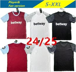 Nouveau 2024 2025 West Hams Soccer Jerseys Final Prague Bowen Rice Scaca Football Shirts Men Benrahma Antonio Fornals Lanzini Paqueta Home Away Third Jersey