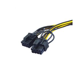 Nieuwe 2024 20 cm PC-voeding CPU MOLEX 8 PIN tot 2 PCI-E 8 (6+2) PIN PCI Express grafische kaartconnectoren Interne kabelverdediger splitters