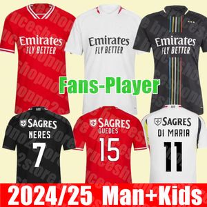 Nuevo 2024 25 Fans Versión de jugador Benficas Soccer Jerseys Seferovic Waldschmidt Pizzi Rafa G.Ramos Home Home Away Men Kids Kit Fútbol Camisas Otamendi Kokcu Di Maria