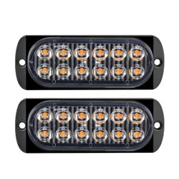 NIEUW 2024 2X TRACHTER 12V 24V 6SMD LED -STROBE WAARSCHUWING LICHT STROBE Grille Flashing Lightbar Car Beacon Lamp Amber Geel wit verkeerslicht