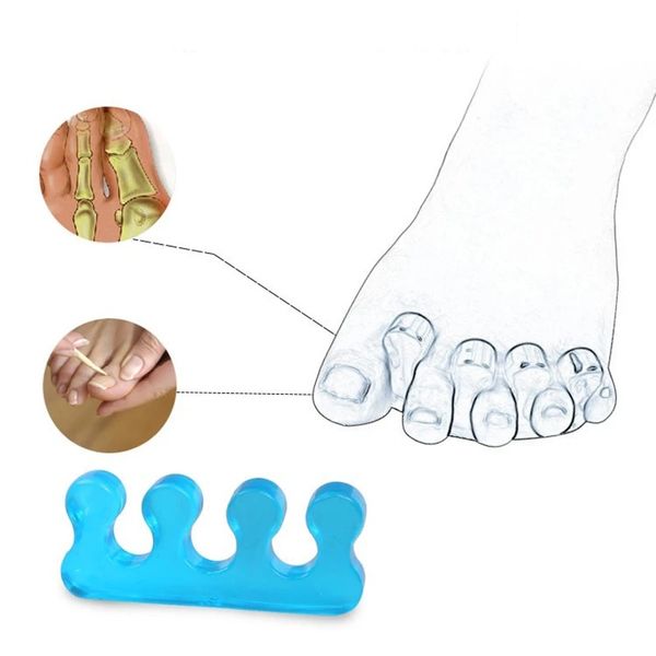 Nouveau 2024 3 paires Silicone Toe Séparation Séparateur de gel séparateur Flexible Finger Silicone Forme douce pour la manucure Tool à ongles de pédicure -