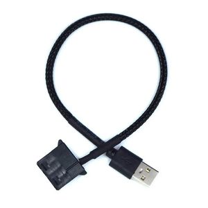 Nuevo 2024 30 cm de 4pin ventilador a cables de adaptador USB de 4pin PC Ventilador de alimentación Conector del cable de alimentación PVC Conecte Black