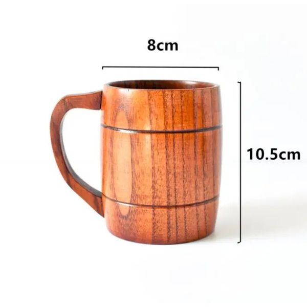 NOUVEAU 2024 350 ml de style classique en bois naturel tasse de bière en bois buvant pour les cadeaux de nouveauté de fête écologique - pour la tasse en bois naturel - pour -