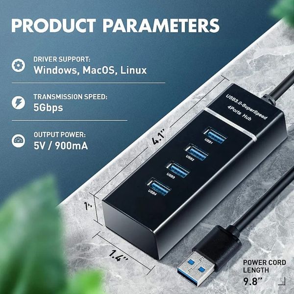 Nuevo 2024 4 Puertos 2.0 3.0 USB Splitter Splitter High Speed Multi Splitter USB Adaptador Cable de expansor para el adaptador de portátil de escritorio USB Hubfor High