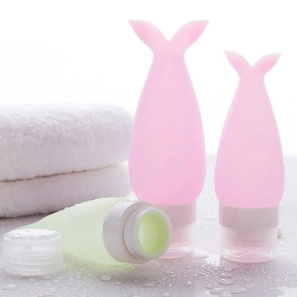 Nouveau 2024 48/90 ml sirène portable portable mignon rechargeable de voyage silicone bouteille de bouteille de douche de douche