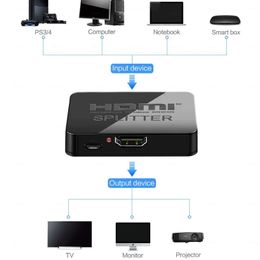 Nuevo divisor de 4k HDMI compatible con HDMI Full HD 1080p HDMI Compatible 1x2 Splitter 1 en 2 Out Amplificador Pantalla dual para HDTV DVDFOR para