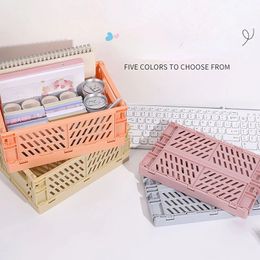 Nuevo 2024 5 Color Organización de cestas de almacenamiento Case plegable Cesta de escritorio de estudiante Caja de almacenamiento de contenedor plegable de plástico