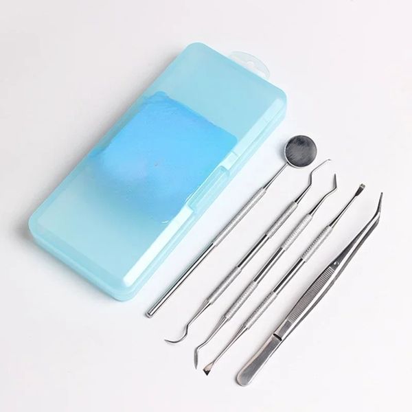 Nouveau 2024 5pc Miroir dentaire Miroir en acier inoxydable Instrument Dentiste Set à outils de la sonde Kit de soins dentaire