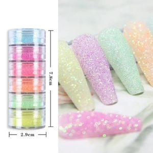 Nuevo 2024 6 Colors Set Candy Sweater Effect Glitter Nail Polvo Polvo de polvo de azúcar cromado para manicura Decoraciones de arte de uñas para el esmalte para