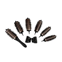 Nuevo 2024 6pcs/set 3 tamaños mango desmontable cepillo de rodillo para el cabello con clips de colocación de cerámica de cerámica peinador peinador de peinado.Aluminio