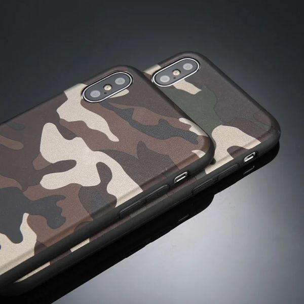 Nuevo 2024 Ejército Camuflage Green Soft TPU Silicone La portada para varios modelos de iPhone ofrece protección de alta calidad y Stylesoft TPU Ejército