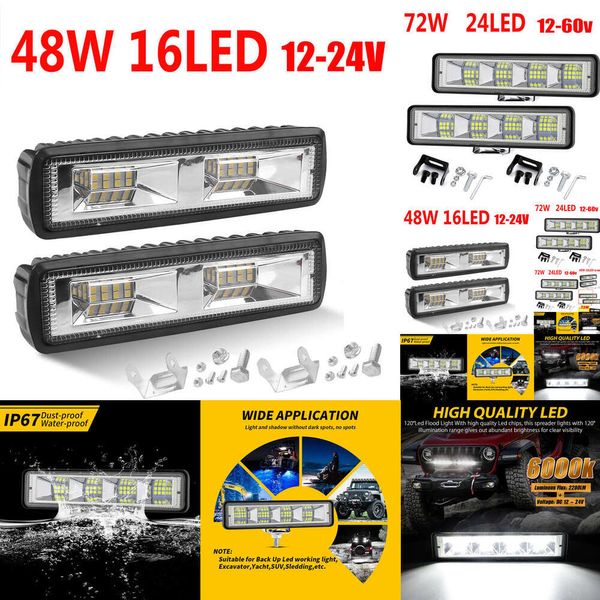 Nuevo 2024 Auto Electronics 2pcs 72W Trabajo de automóvil Luz LED Bar 4x4 24 LED Barra de trabajo LED SUV SUV ATV Tractor Tractor Boats Excavator 12-60V LED combo Vige