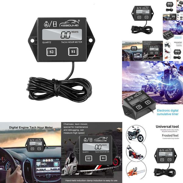 Nuevo 2024 Auto Electronics Timers Motorcycle Motor Tach Hour Meder medidor Tacómetro de pantalla LCD digital para moto Marine Boat Motor Motor Motor Car