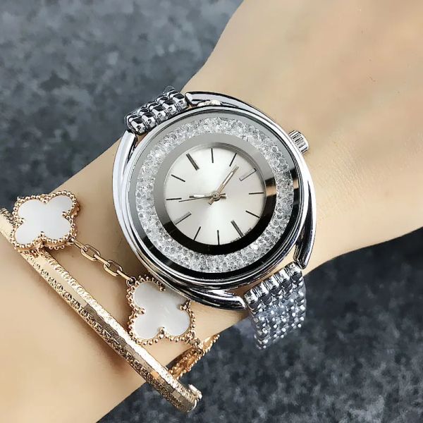 Nuevo envío gratis 2024, reloj de marca para mujer y niña, relojes de pulsera de cuarzo con banda de acero y Metal estilo cristal SW04