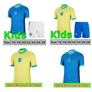Nouveau 2024 Brazils Jersey Vini Jr Soccer Jerseys Home Away Shirts Mens Kids 24 25 Maillot Foo Brasils Richarlison Rodrygo Jersey Shirtt Camiseta Futbol2